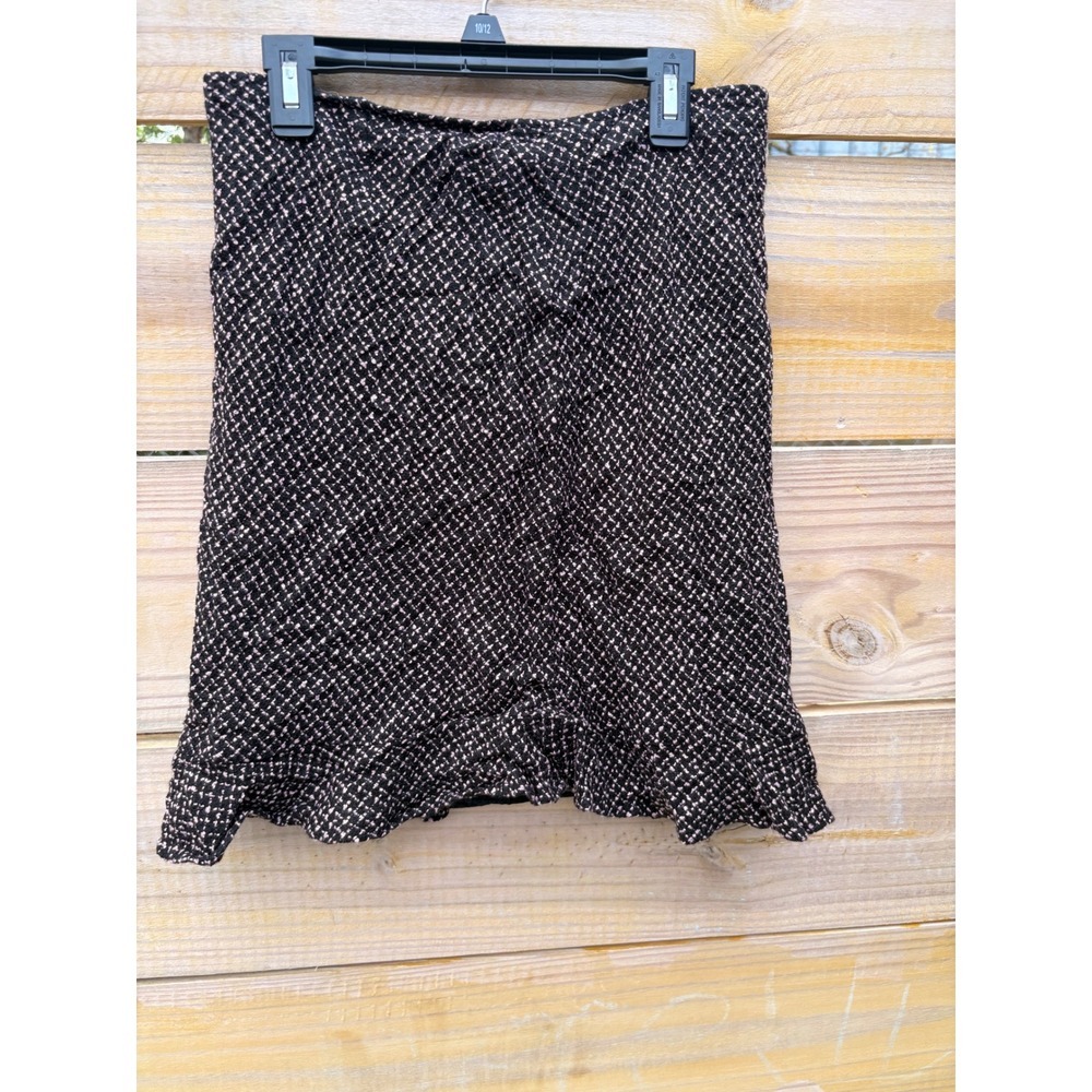 Plum Black Pink Textured Boucle Ruffle Hem Mini Skirt Size 16 P53112